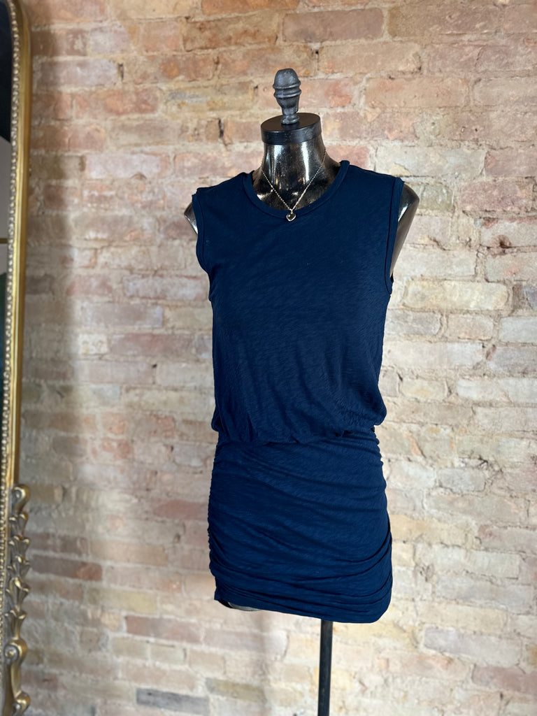 Ruched mini dress in navy