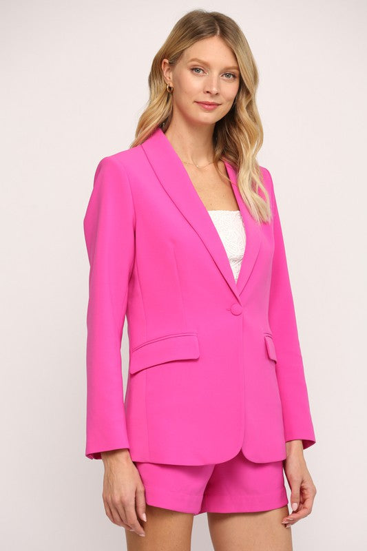Women's Pink Blazer. Tailored Longline Blazer in pink/fuschia.