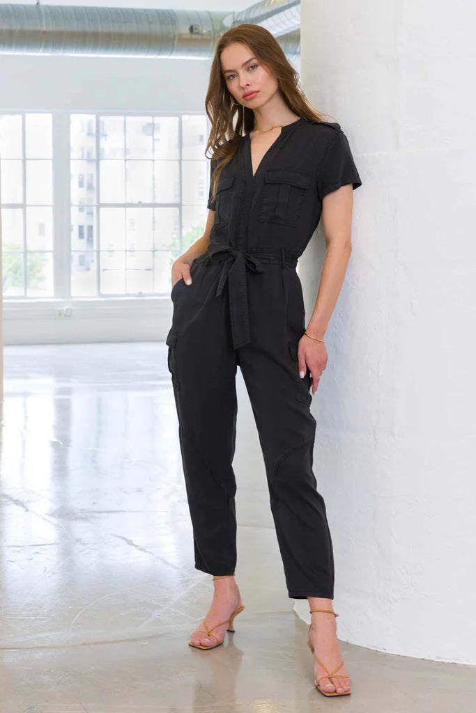 Greyson Black Belted Cargo Pocket Jumpsuit 