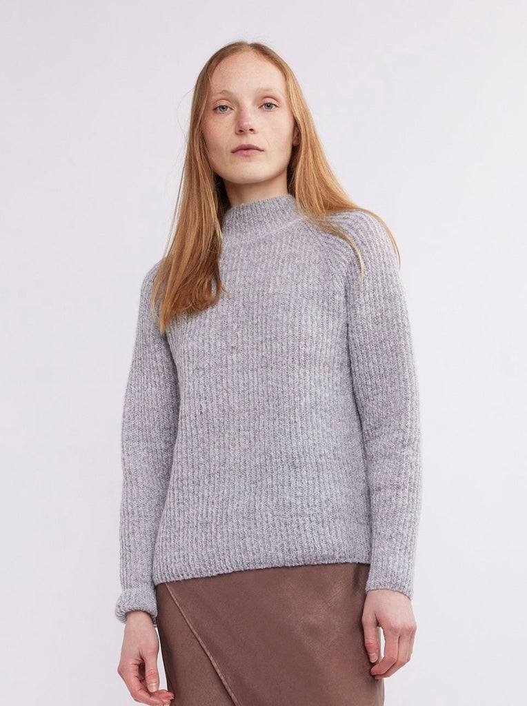Sutton Mock Neck Sweater in Grey