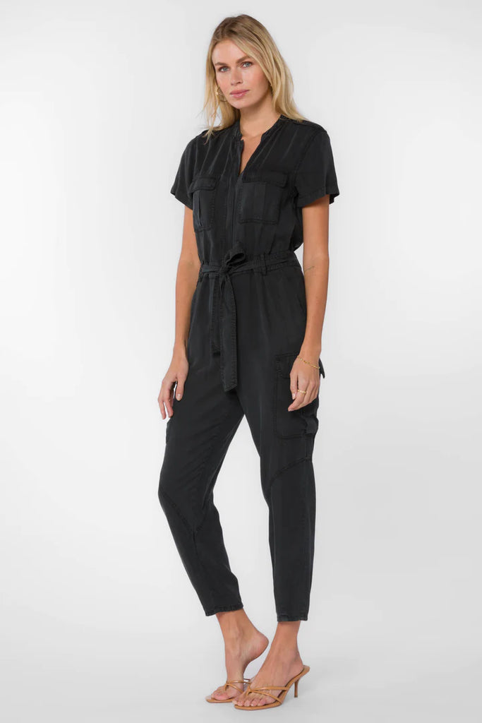 Greyson Black Belted Cargo Pocket Jumpsuit 