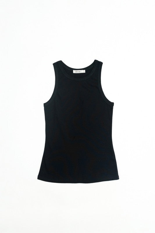 Women's Tank Top. The Ivette top in black. Keep cool in The Ivette Top, the perfect mid-weight tank for everyday wear. With its ribbed fabric, this tank will hug you in all of the right places. 95% Cotton, 5% Spandex